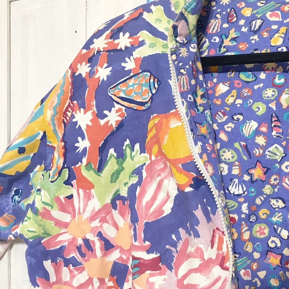VTG 80s Reversible Bomber Jacket Ocean Themed Size Large Vibrant Rare EUC USA - Picture 14 of 15